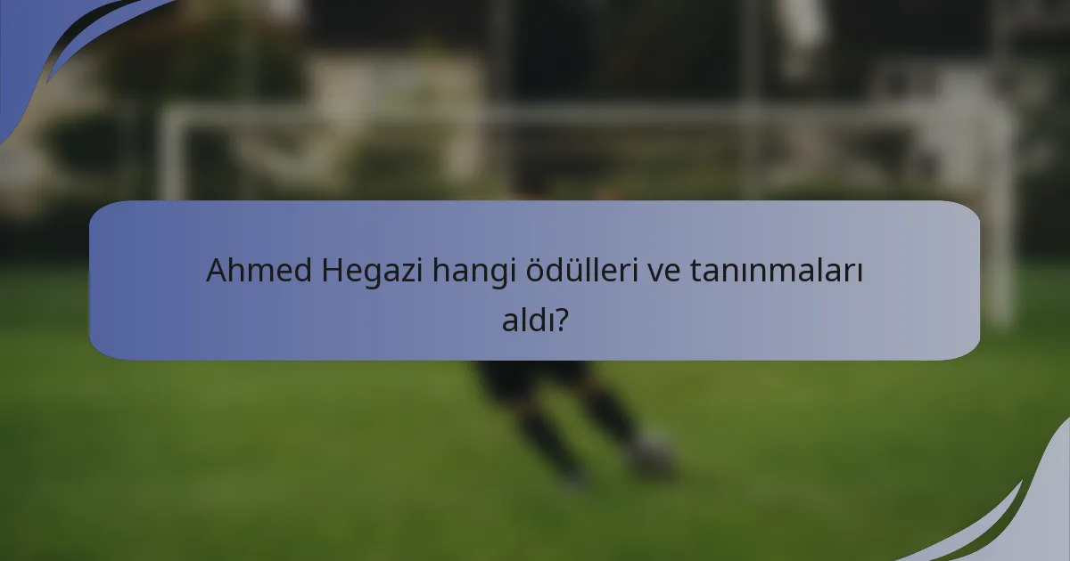 Ahmed Hegazi hangi ödülleri ve tanınmaları aldı?