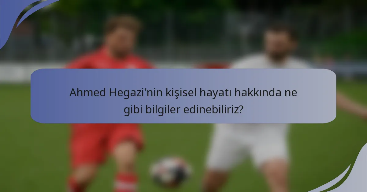 Ahmed Hegazi'nin kişisel hayatı hakkında ne gibi bilgiler edinebiliriz?