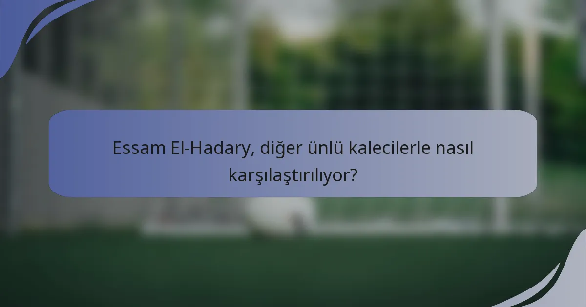 Essam El-Hadary, diğer ünlü kalecilerle nasıl karşılaştırılıyor?