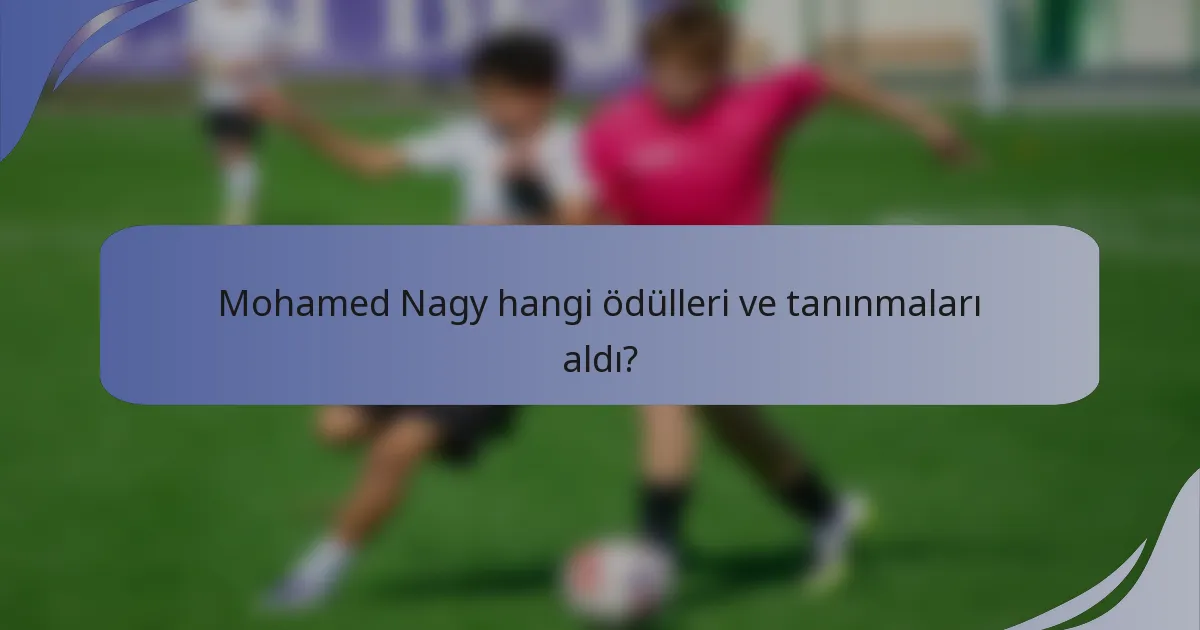 Mohamed Nagy hangi ödülleri ve tanınmaları aldı?