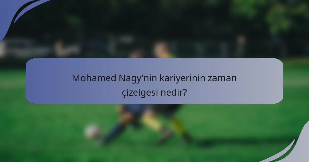 Mohamed Nagy'nin kariyerinin zaman çizelgesi nedir?